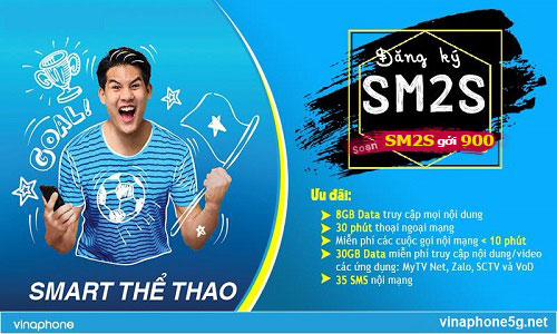 Smart Thể Thao SM2S, Gói Cước Trả Trước Vinaphone Data + Thoại