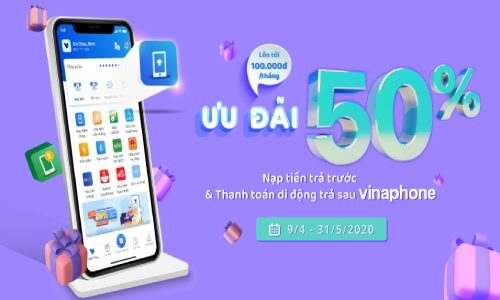 ưu đãi Vinaphone 50% 04-05/2021
