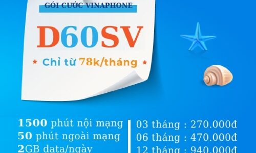 Gói Vinaphone Trả Sau D60SV Giá Siêu Rẻ Chỉ 90k/tháng